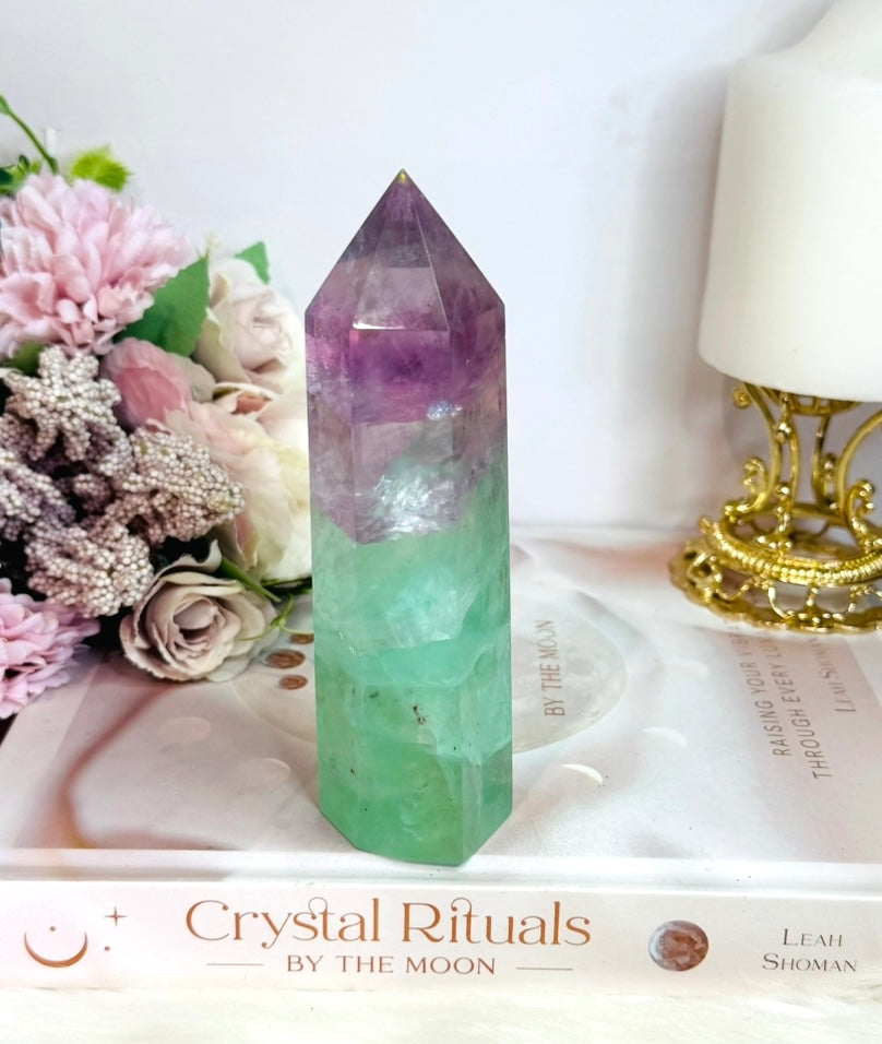 High Grade Rainbow Fluorite Tower Full of Rainbows 13.5cm
