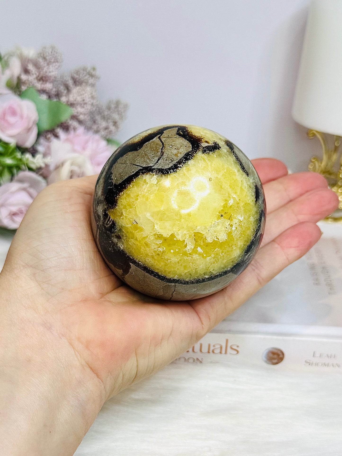 Large Septarian Sphere on Stand 506g