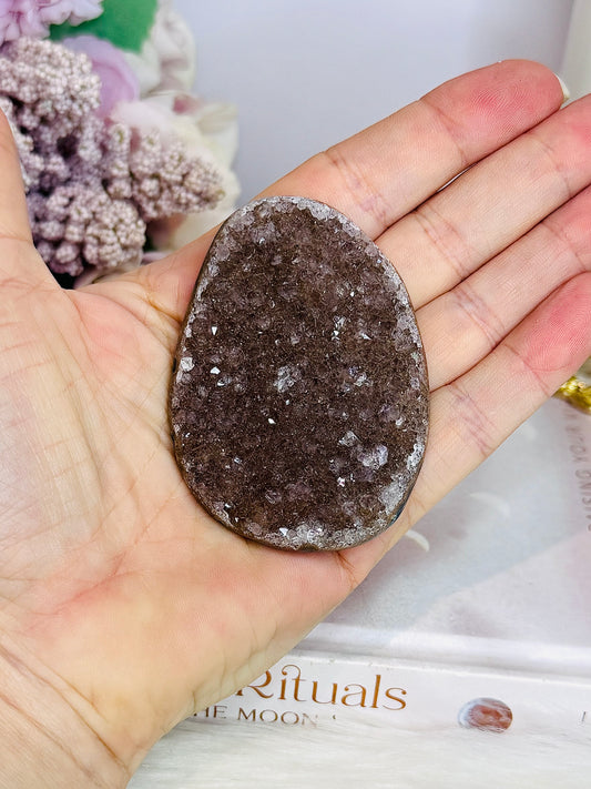 Natural Amethyst Druzy Palm Stone