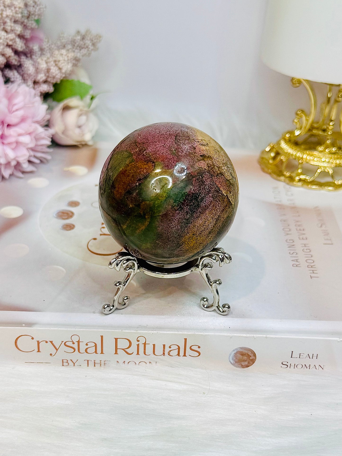 Ocean Jasper Sphere on Stand 246g