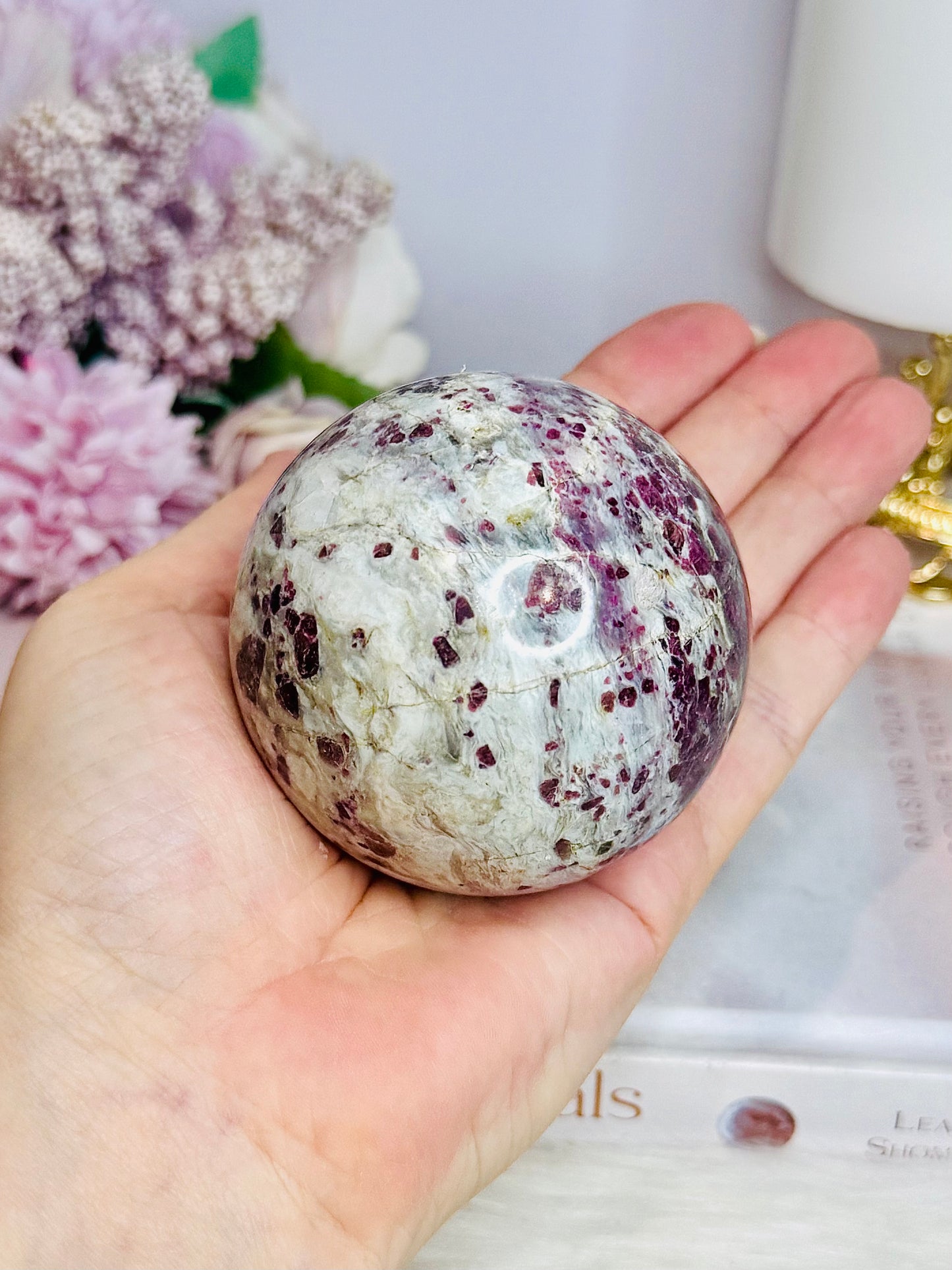 Pink Tourmaline Large Sphere On Stand 386g