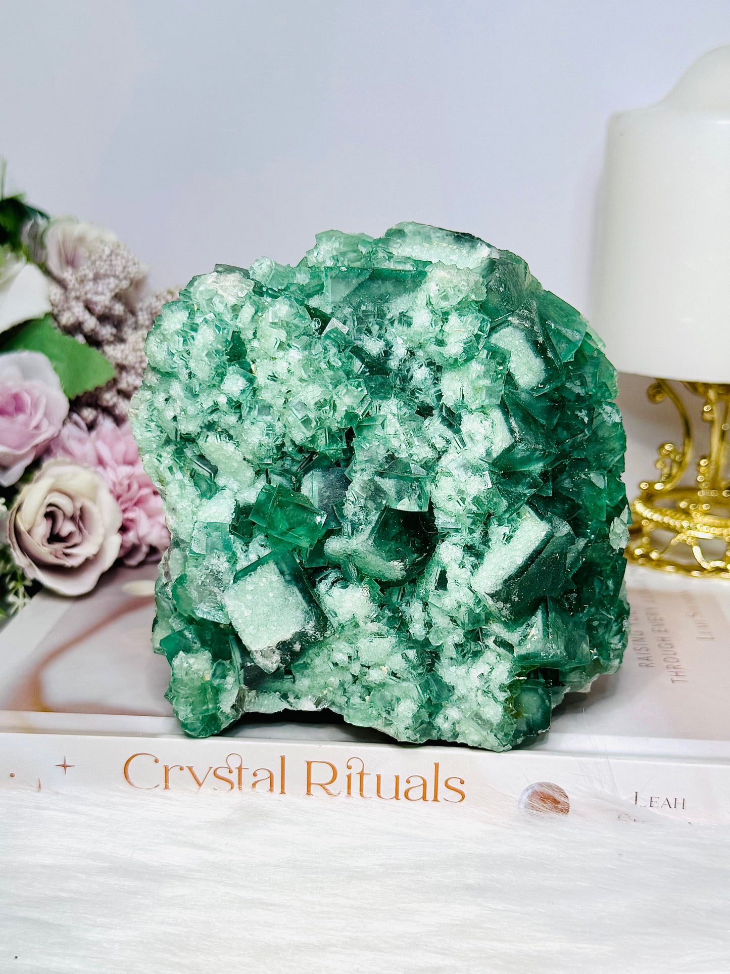 High Grade Green Cubed Fluorite Specimen 12cm 1.15KG