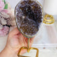 Large 16cm Amethyst Freeform On Gold Stand