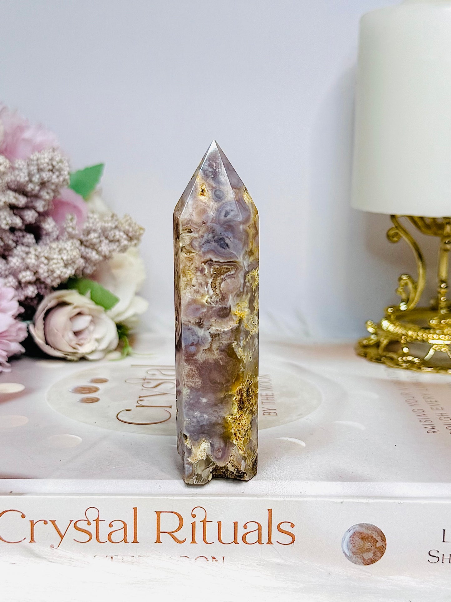 Druzy Lilac Agate Tower 9cm