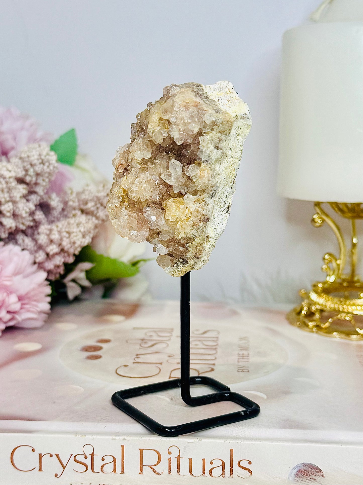 Pink Amethyst Druzy Geode | Freeform On Stand 12cm