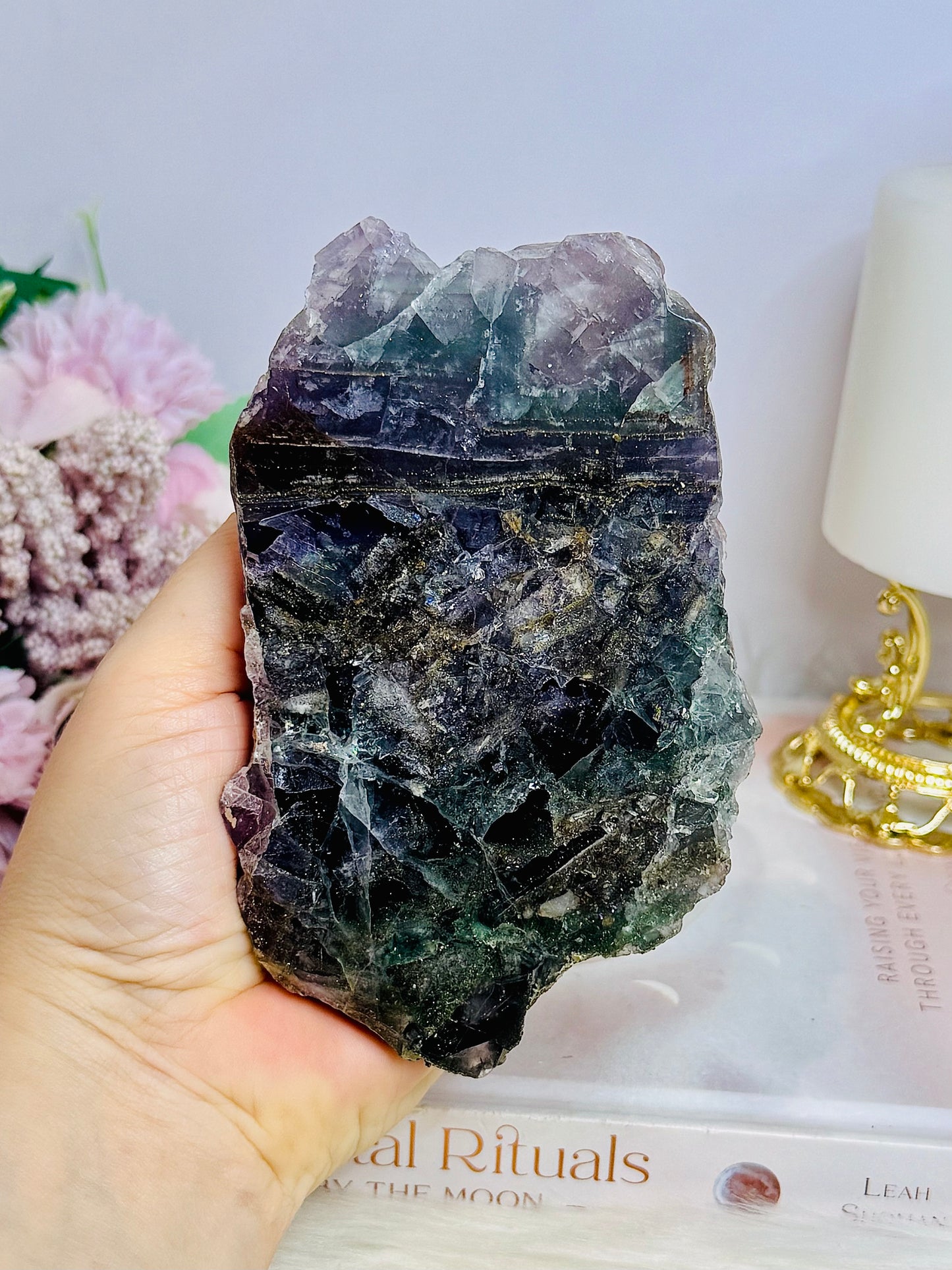 Natural Chunky Fluorite Slab 13.5cm