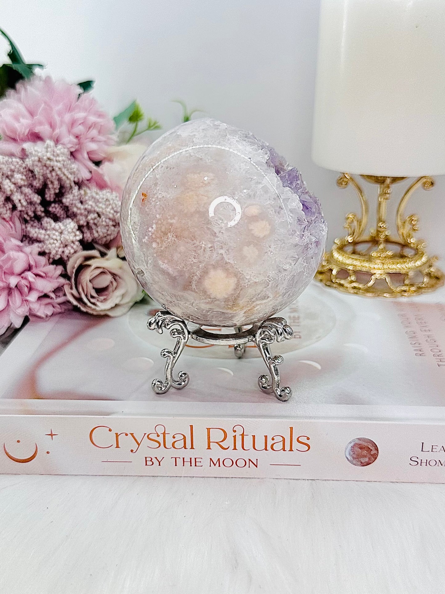 She Is Divine!!! All Class, Gorgeous Large 396gram Druzy Pink Amethyst Sphere From Brazil On Stand An Absolute Stunner