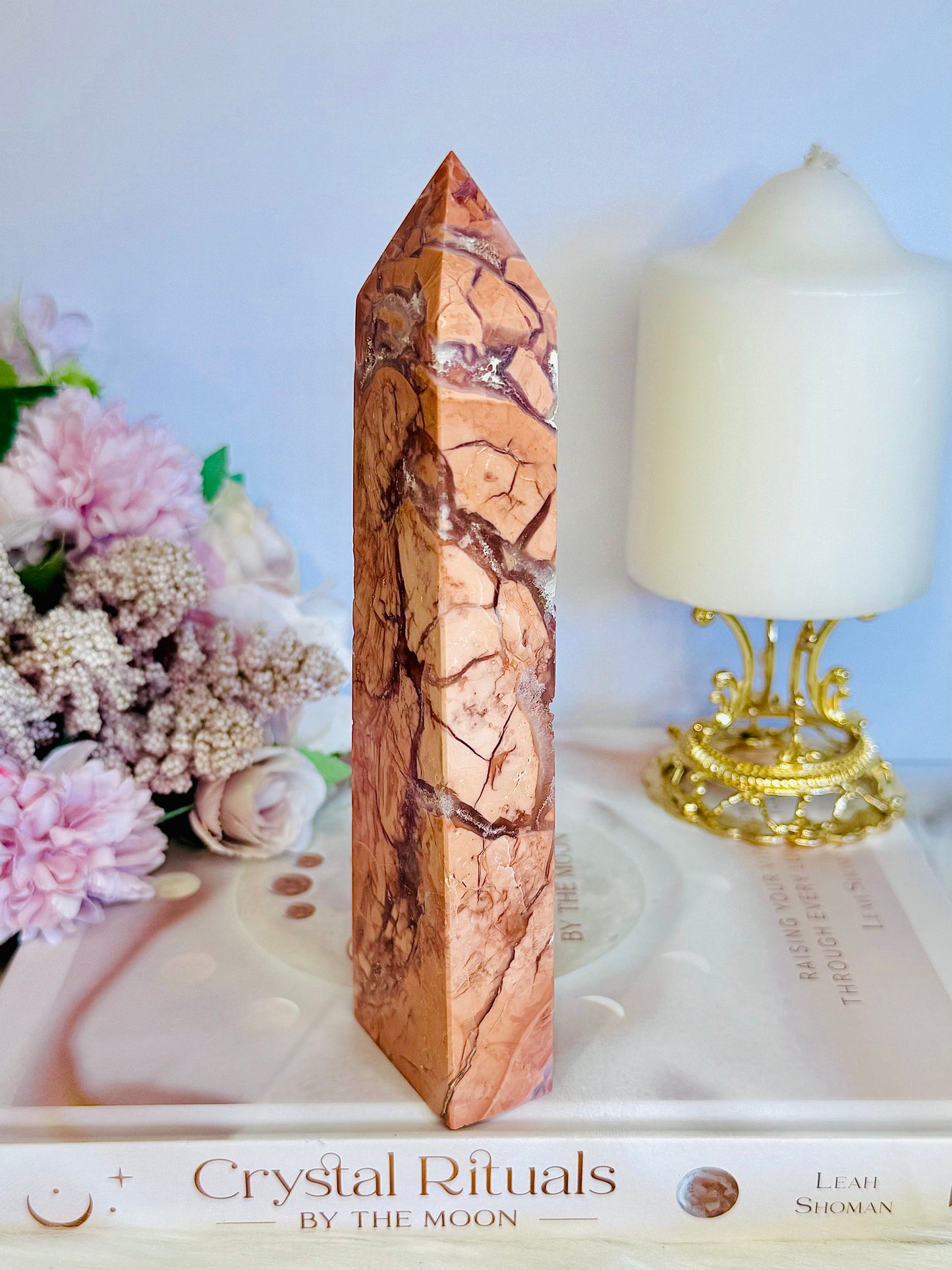 Gorgeous Large 16.5cm Natural Ibis Jasper Carved Tower