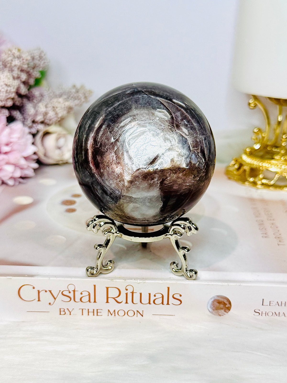 Large Purple Mica Flashy Sphere On Stand 393g