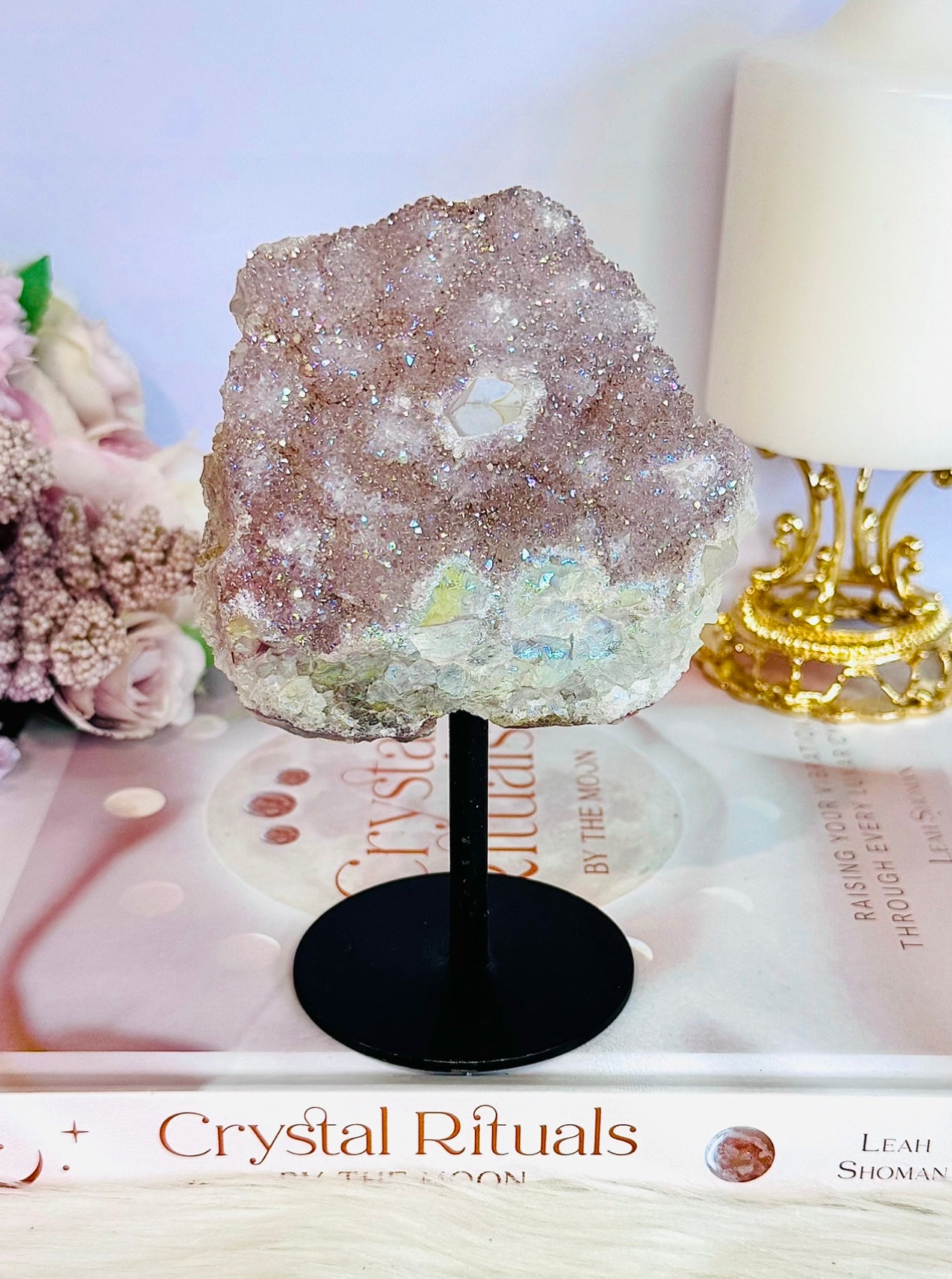 Classy & Fabulous Large 14cm Chunky Angel Aura Amethyst Cluster on Stand From Brazil