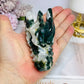 Moss Agate Carved Dragon Head 220g 9.5cm