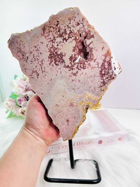 ⚜️ SALE ⚜️ WOW WOW WOW!!!! Absolutely Fabulous Large 1.2KG 29cm Tall Chunky Unique Pink Amethyst Slab on Stand From Brazil