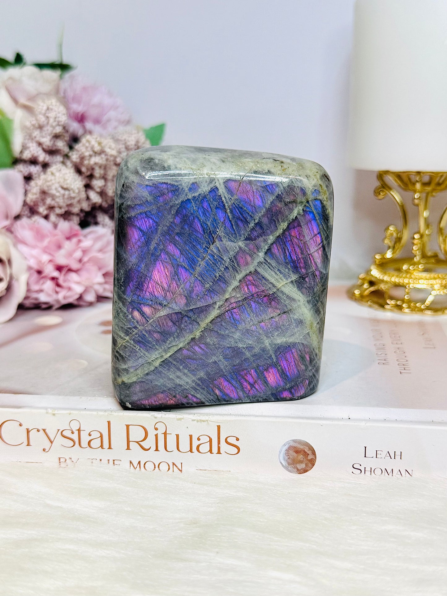 Large Labradorite Freeform with Pink & Purple Flash 8cm 451g