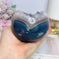 Large Druzy Amethyst X Agate Sphere On Stand 620g