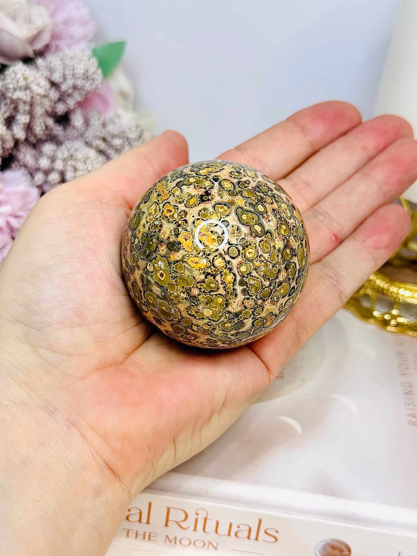 Leopard Skin Jasper Sphere on Stand 189g