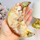 Large Chunky Pink Amethyst Carved Druzy Moon On Stand 12.5cm 471g