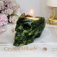 Green Jade Candle Holder Skull 391g