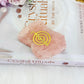 Natural Rose Quartz Slab with Gold Reike Symbol