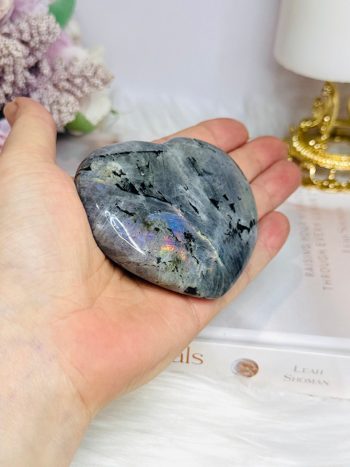 Labradorite Carved Heart 8cm