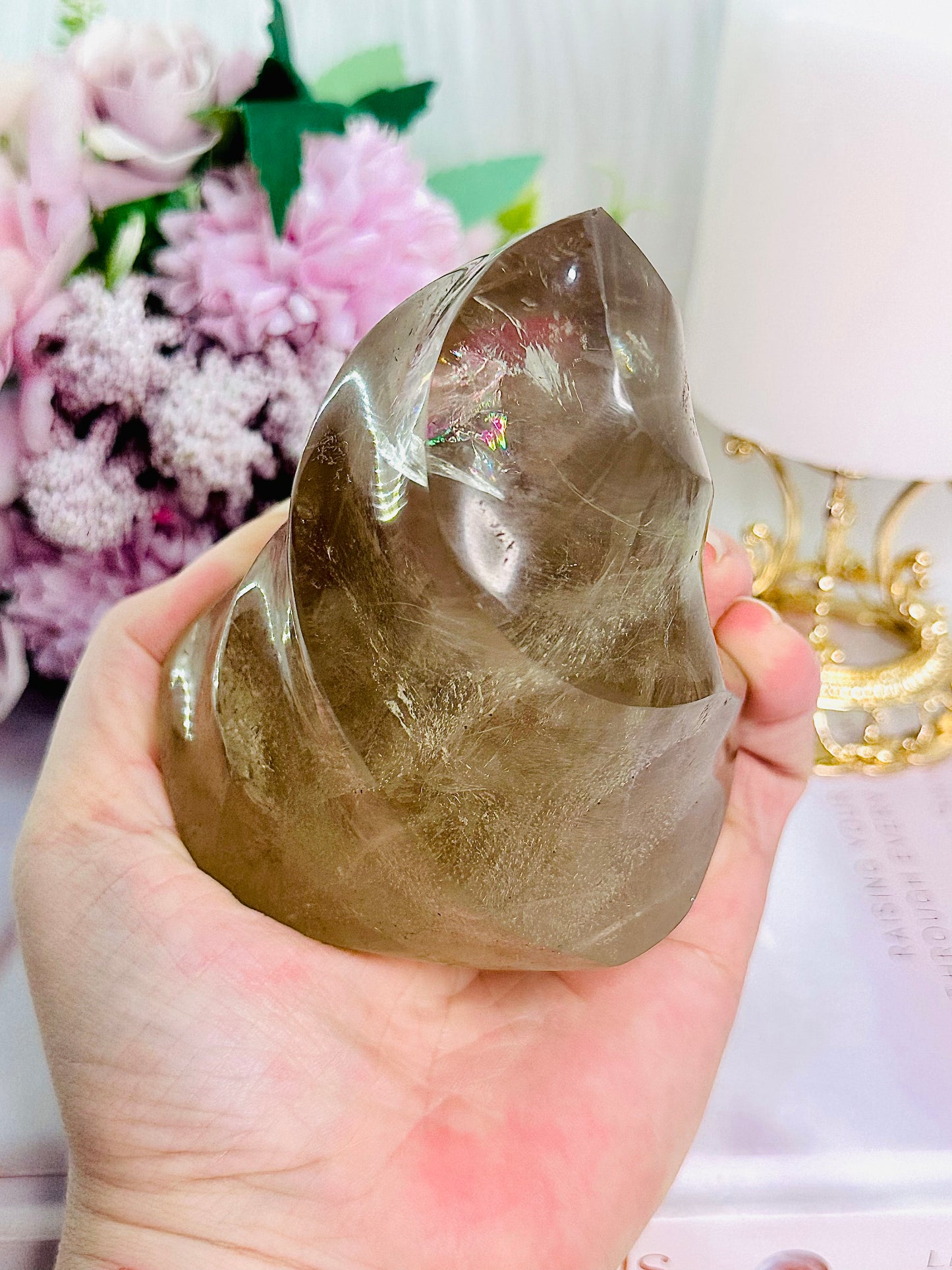 Supports Anxiety & Depression ~ Absolutely Incredible 554gram Smokey Quartz Flame From Brazil with Rainbows