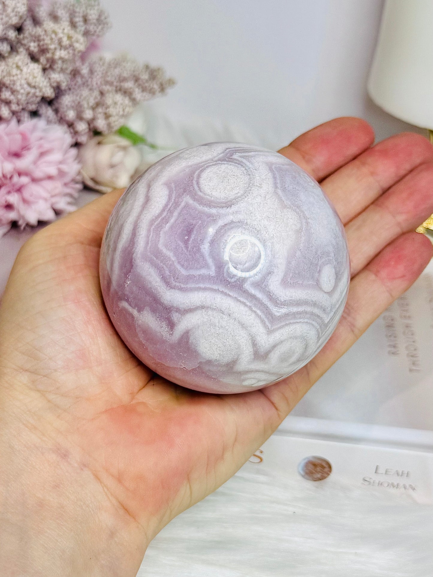 Large Pink Amethyst Druzy Sphere on Glass Stand (stand can be changed) 471g