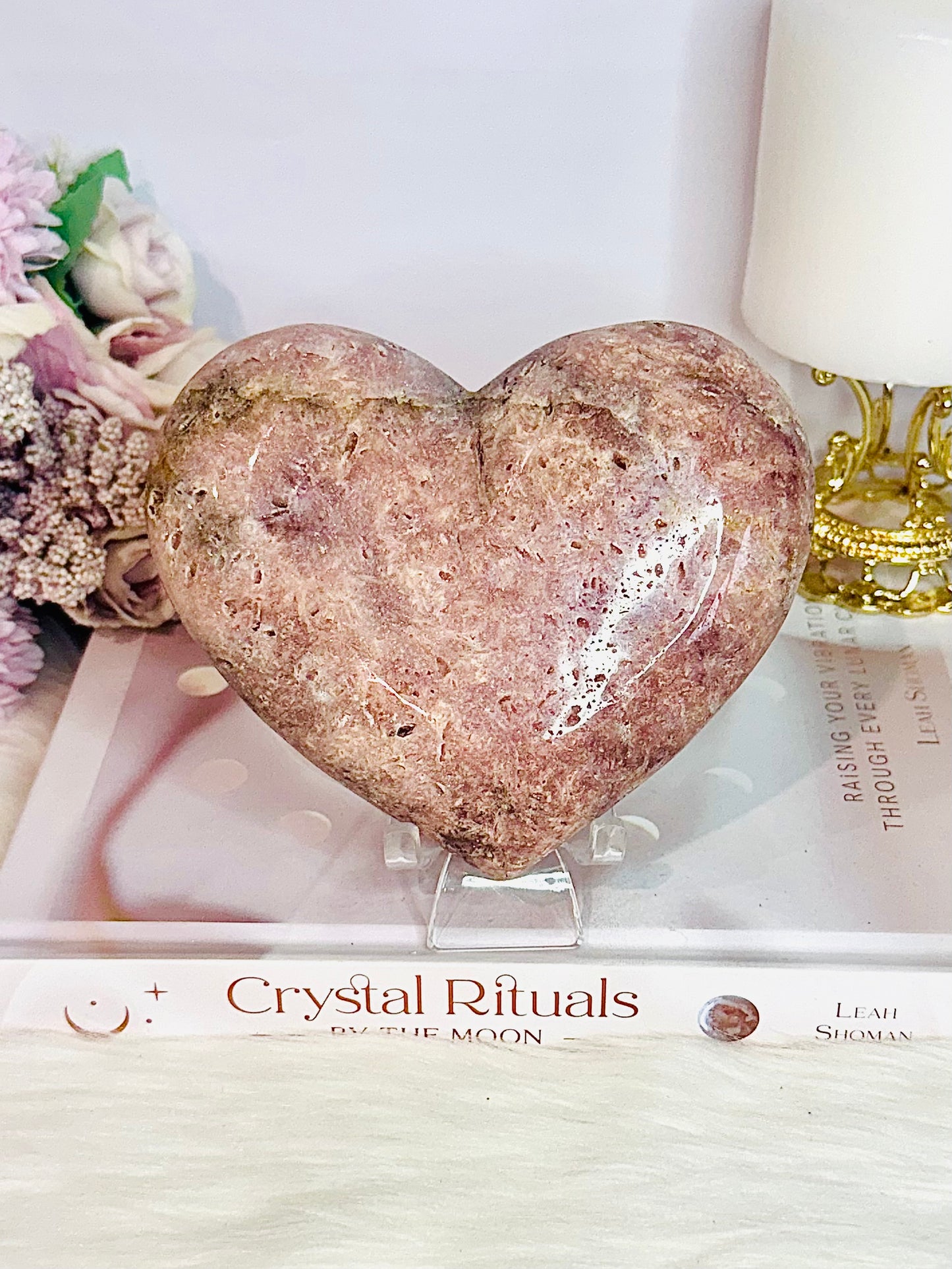 Large Pink Amethyst Chunky Heart On Stand 592gram