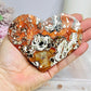 Large Money Agate Carved Heart On Stand 10.5cm