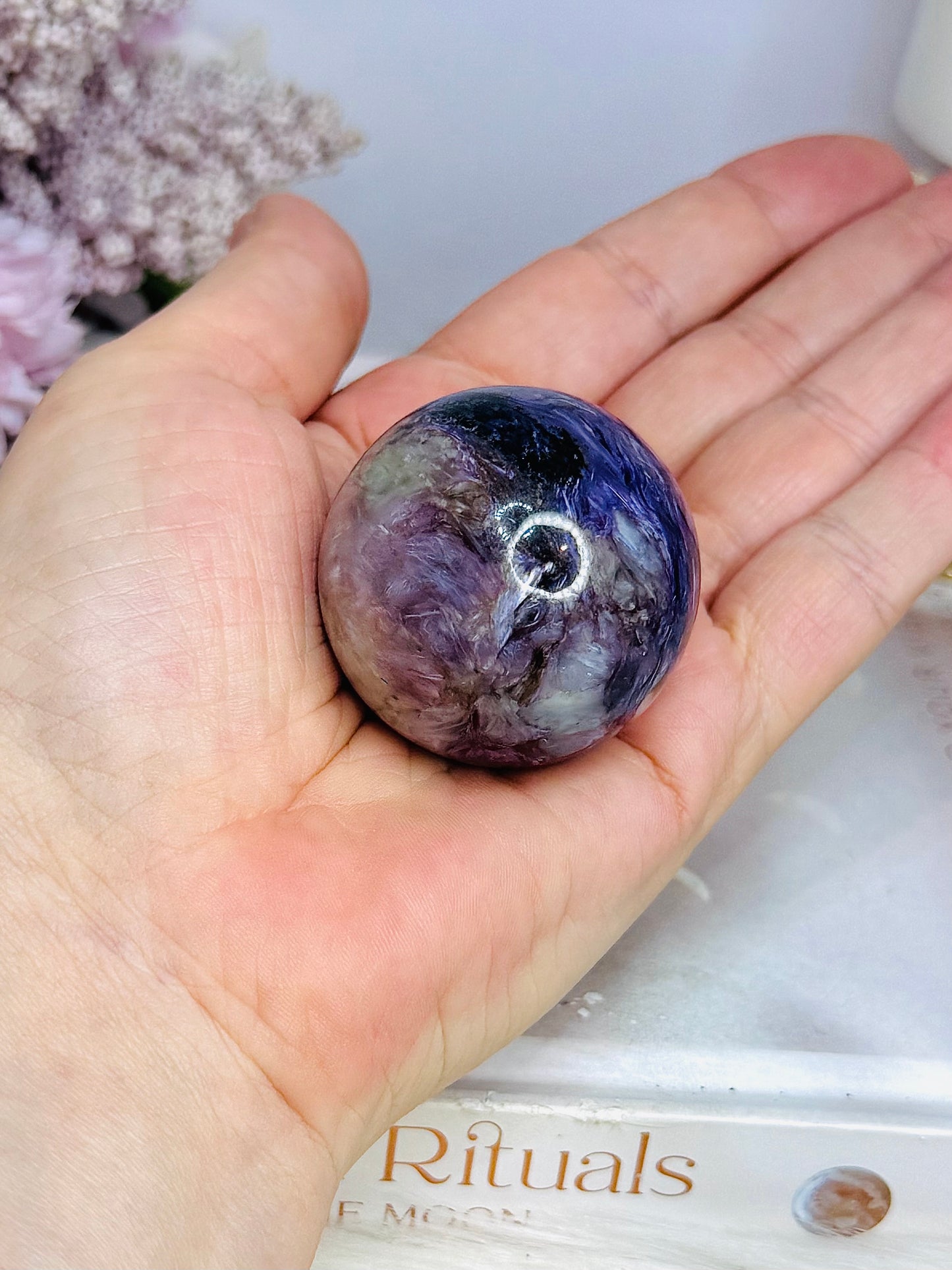Natural Rare Charoite Sphere On Stand 94g
