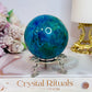 Absolutely Incredible High Grade Chrysocolla Sphere on Stand 329grams