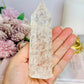 Clear Quartz Crackle Tower 12.5cm With Rainbows