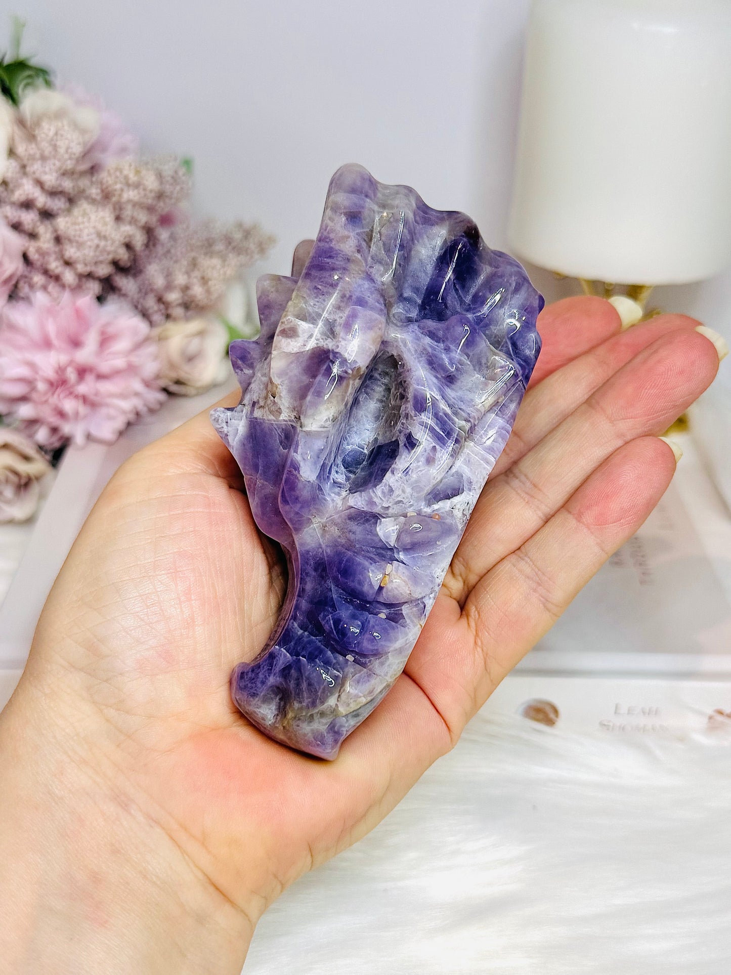 Large Amethyst Carved Dragon Head 11cm