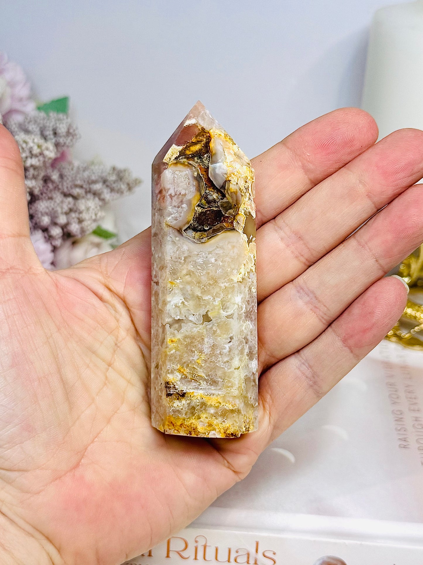 Flower Agate Druzy Tower 9cm