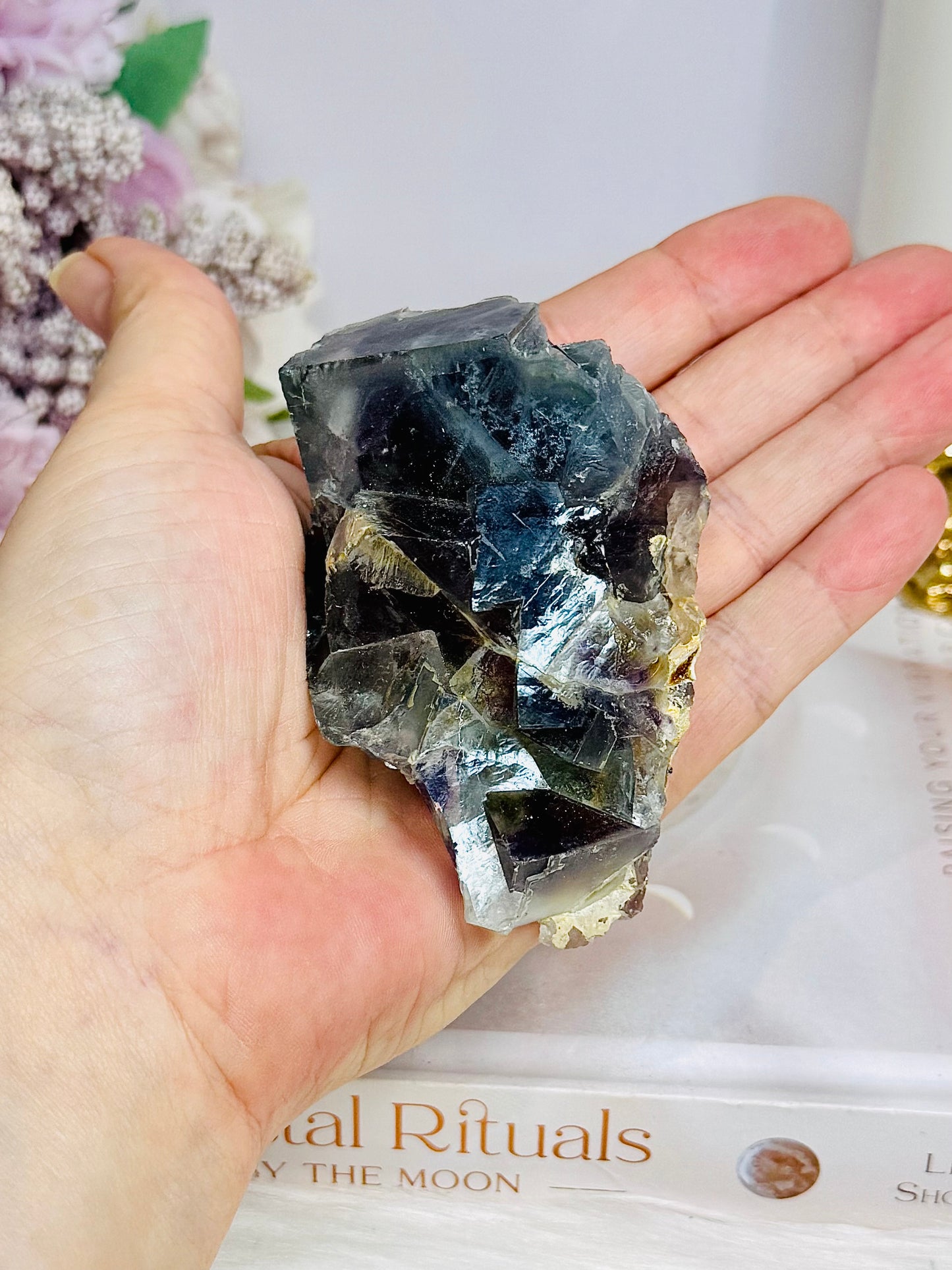 Natural Rainbow Cubed Fluorite Specimen 220g