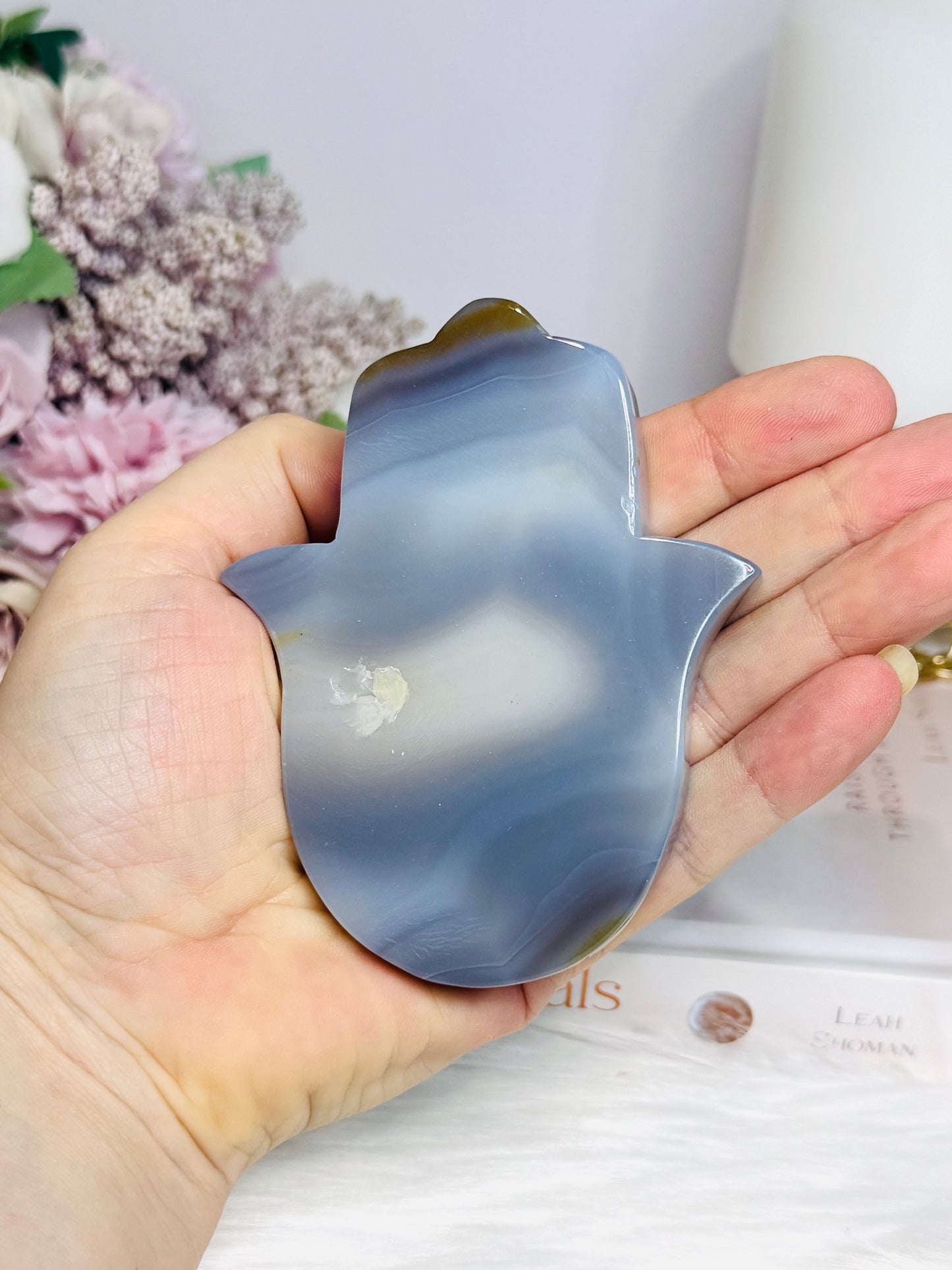 Druzy Agate Hamsa Hand On Stand 9.5cm