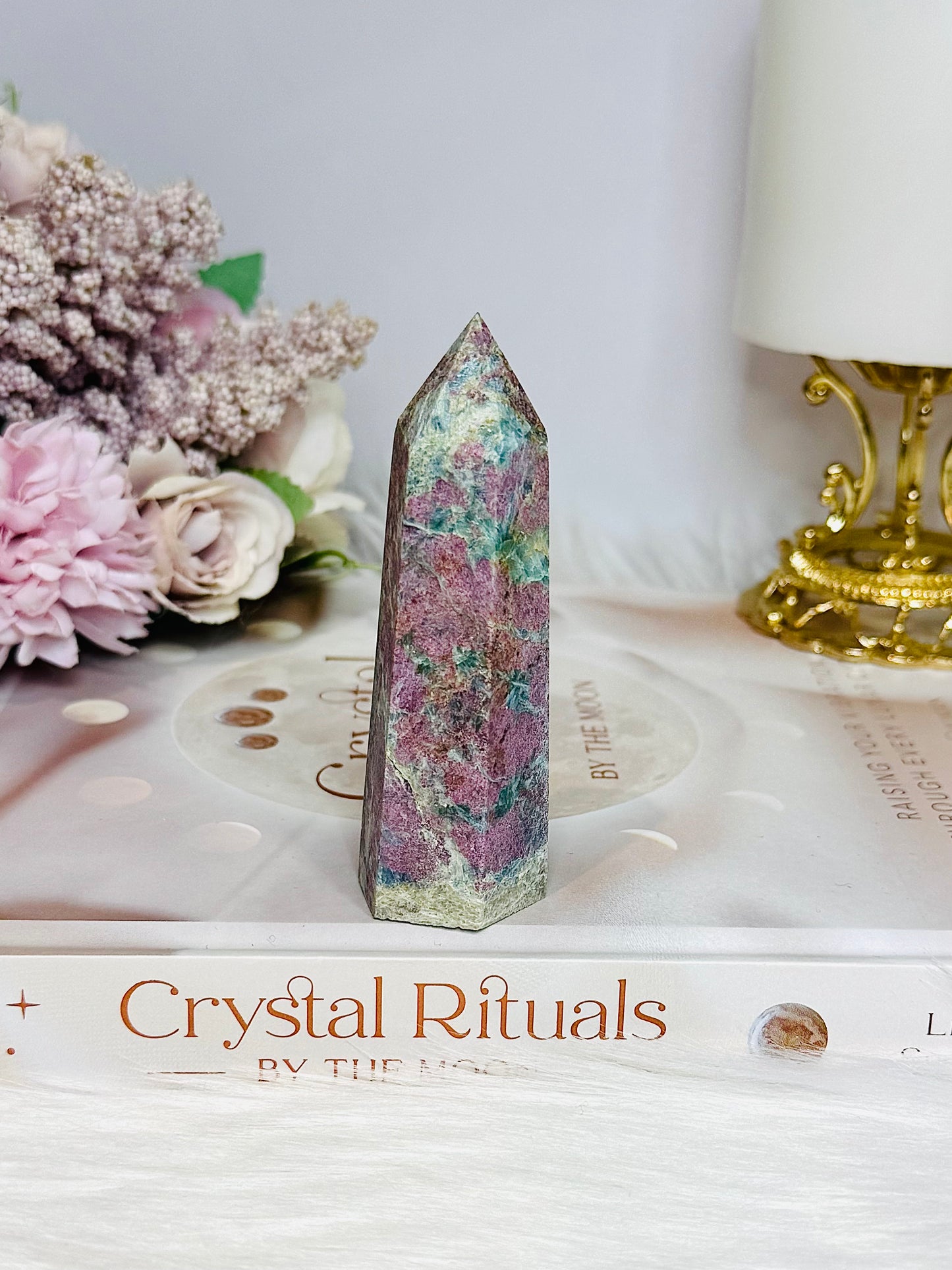 Rare Ruby In Blue Apatite Tower (UV Reactive) 9cm