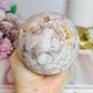 Rare Pink Amethyst X Flower Agate Large Sphere 890g On Stand