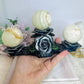 Rose Sphere Holder with 3 Green Banded Calcite (Onyx) Spheres 20.5cm 938g $65 x