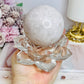 Large Pink Amethyst Sphere on Glass Lotus Stand 780g