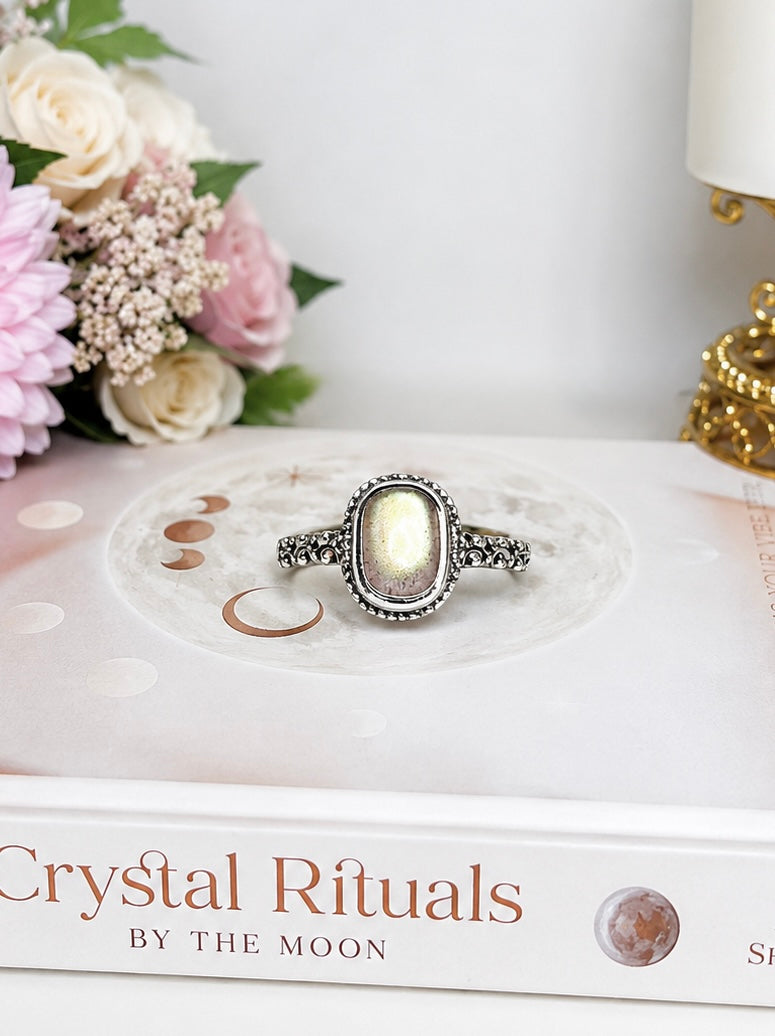 Adjustable Labradorite Ring in Gift Bag