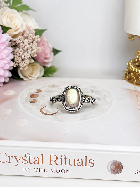 Adjustable Labradorite Ring in Gift Bag