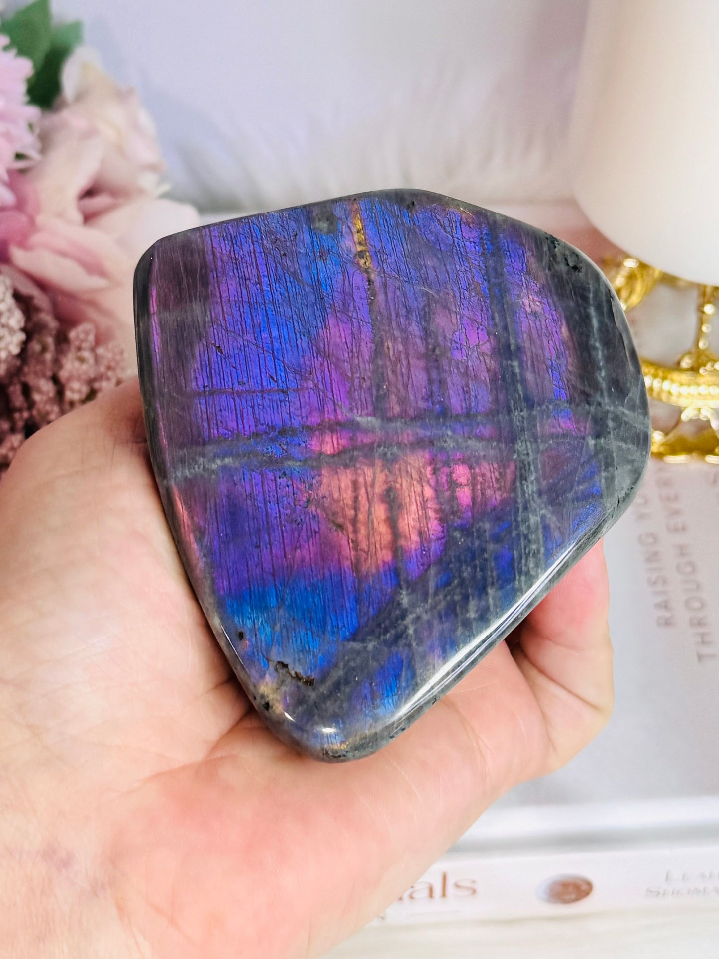 Wow!!! Gorgeous Labradorite Polished Freeform Full of Hot Pink & Purple Flash 372grams