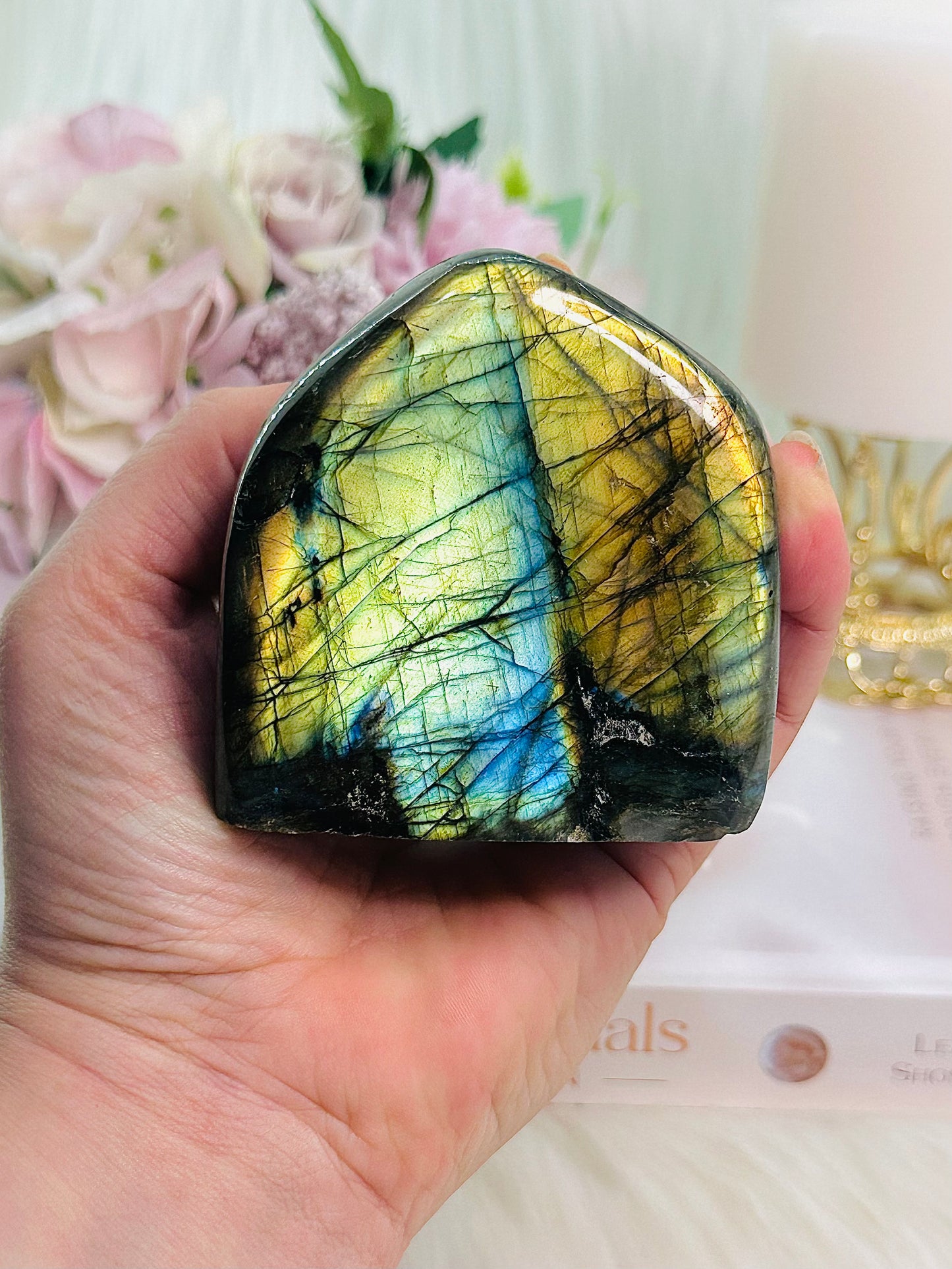 What A Stunner!!!! Absolutely Full of Gorgeous Bright Blue Orange & Yellow Flash This Perfect Labradorite Polished Freeform 362grams