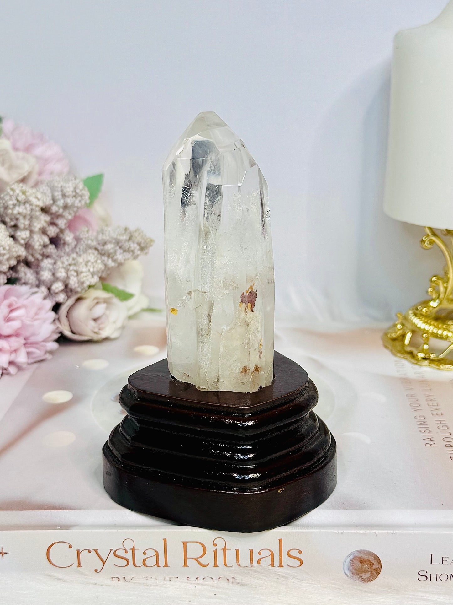 Natural Double Terminated Point On Timber Stand 12cm