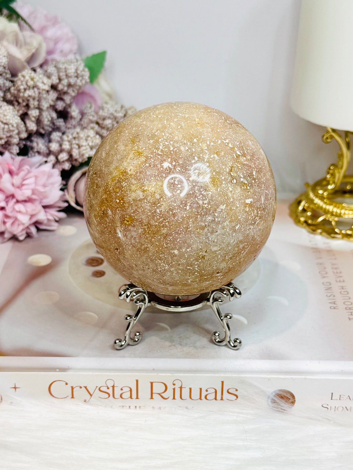 Large Druzy Pink Amethyst Sphere on Stand 602g