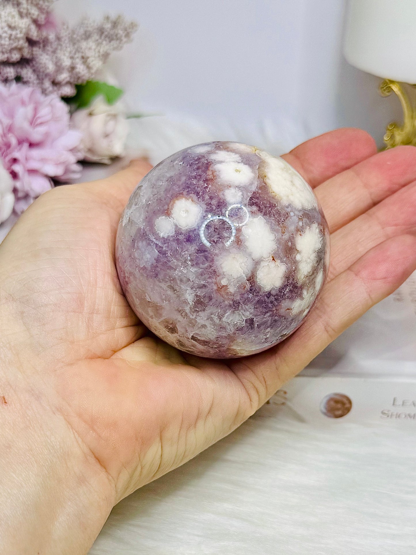 High Grade Pink Amethyst Druzy Sphere on Stand 288g