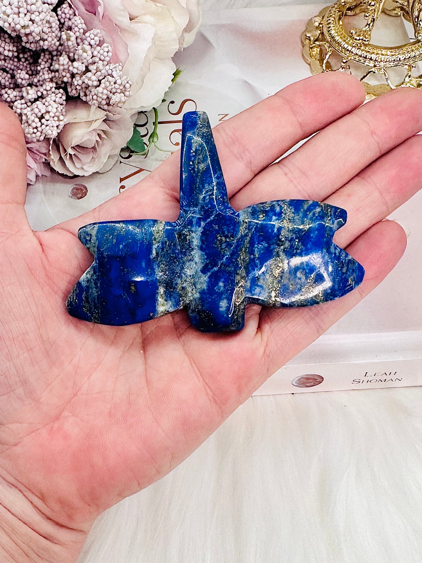 Gorgeous Chunky Lapis Lazuli Carved Dragonfly 6.5cm