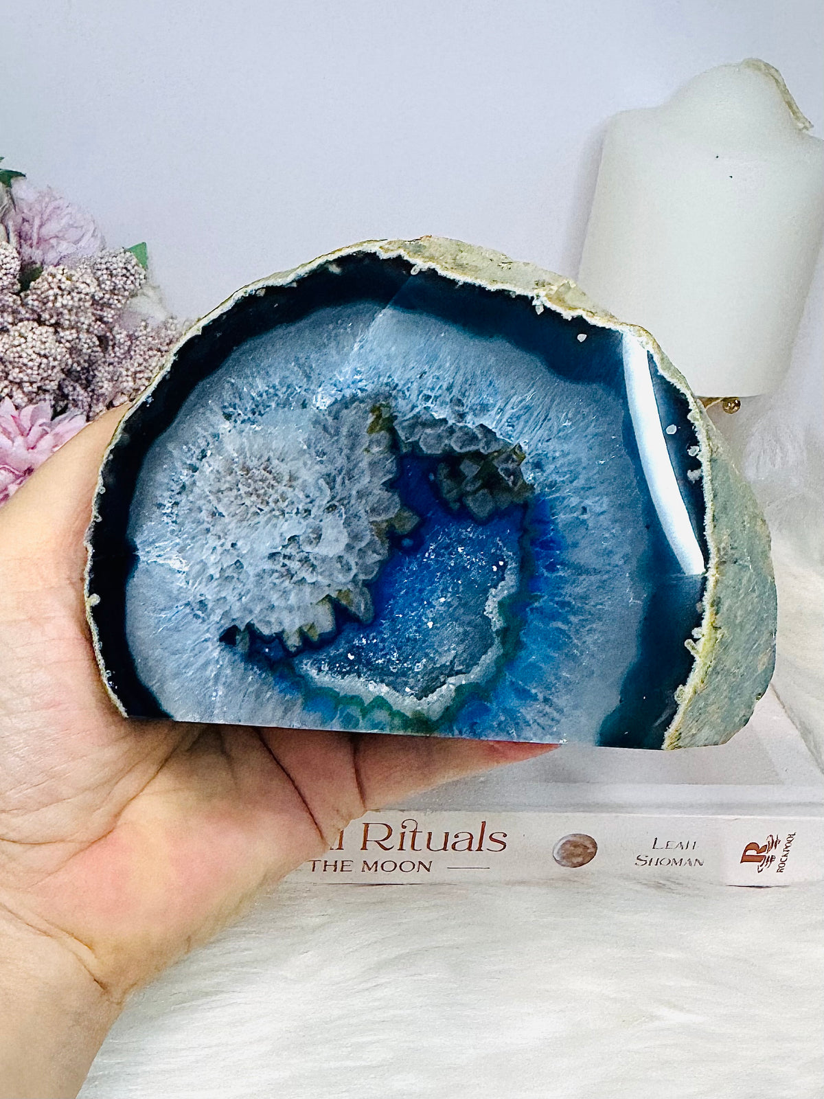 Blue (dyed) Agate Geode 12.5cm 771g