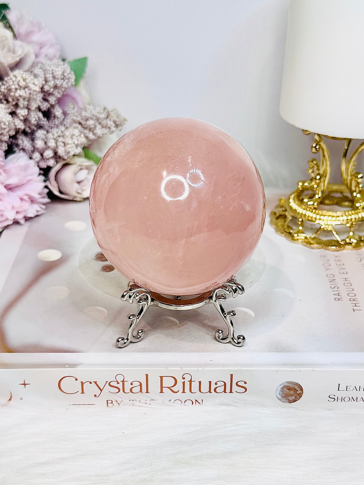 Large Rose Quartz Sphere on Stand 481g