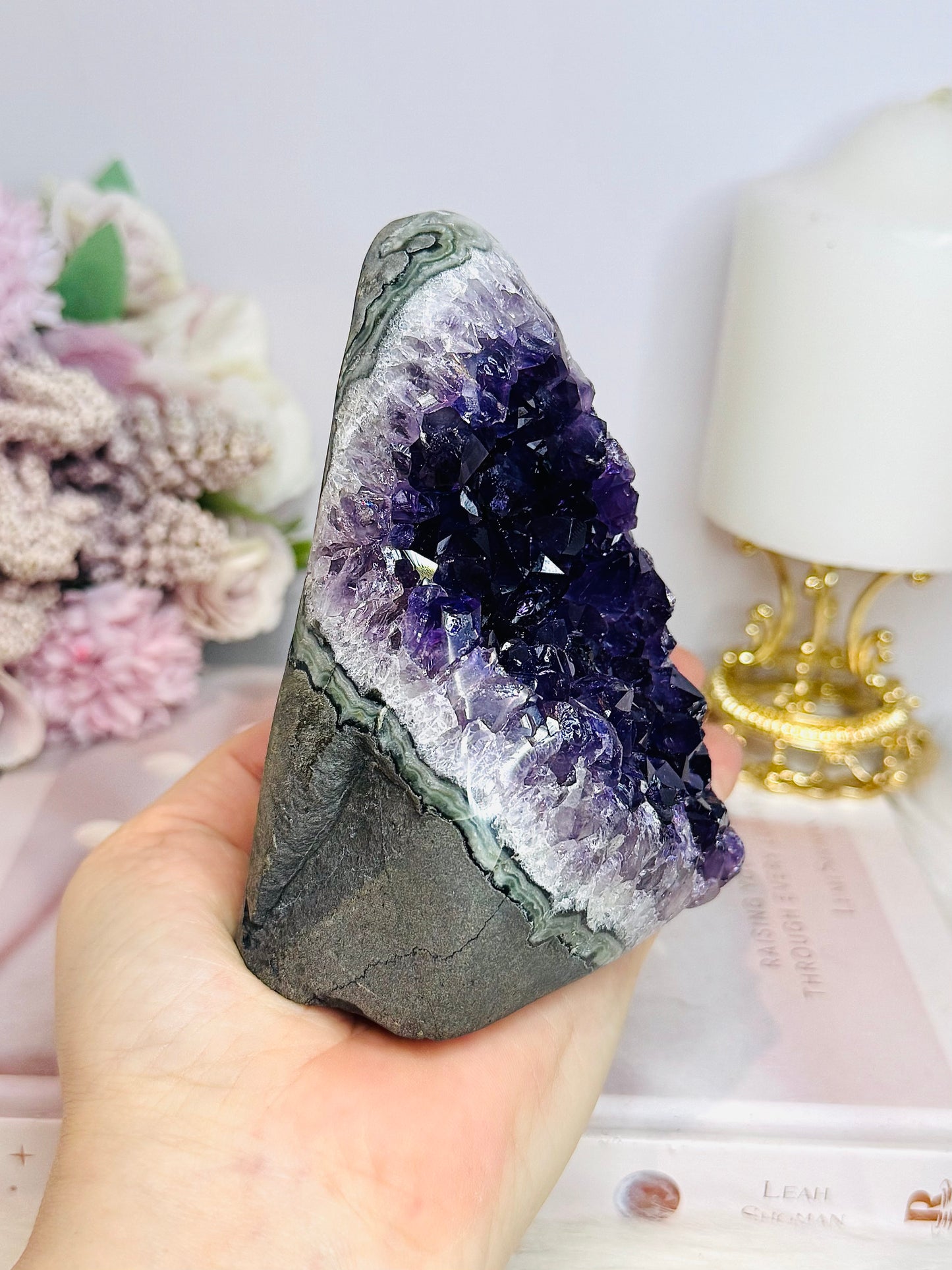 High Grade Deep Purple Amethyst Base Cut Cluster 11cm 632g