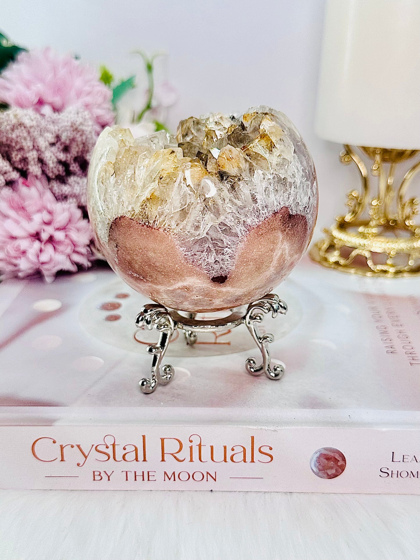 Classy & Absolutely Fabulous Large 489gram Druzy Pink Amethyst Stunning Sphere On Stand From Brazil